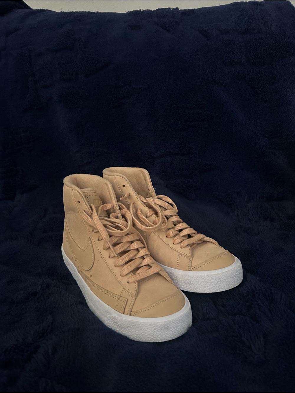 Nike Women's High-Top Sneakers in Beige and White
